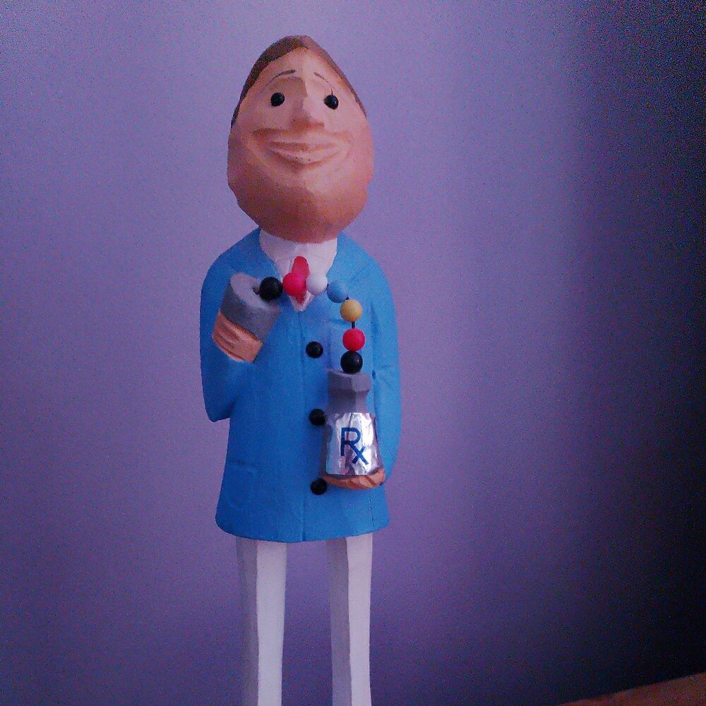 UNIQUE VINTAGE HAND PAINTED FOLK ART - The Pharmacist